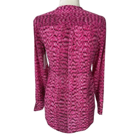 Equipment New w Tags ! Silk Magenta Snakeskin Buttoned Tunic Blouse XSmall - Picture 4 of 12